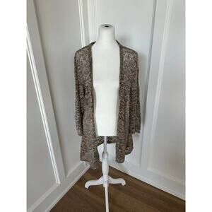 Dress Barn Womens Crochet Open Knit Three Quarter Sleeves Cardigan Sweater Sz L